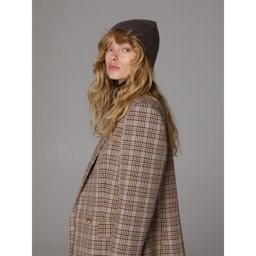 Reserved - Wełniana czapka z dodatkiem kaszmiru - brązowy ze sklepu Reserved w kategorii Czapki zimowe damskie - zdjęcie 186405195