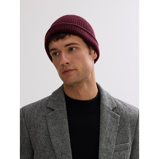 Reserved - Wełniana czapka z kaszmirem - burgundowy ze sklepu Reserved w kategorii Czapki zimowe damskie - zdjęcie 186405205