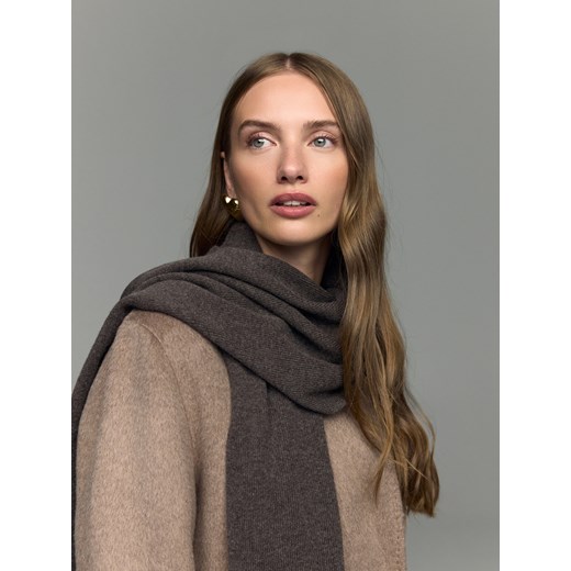 Reserved - Wełniany szalik z domieszką kaszmiru - brązowy Reserved ONE SIZE Reserved