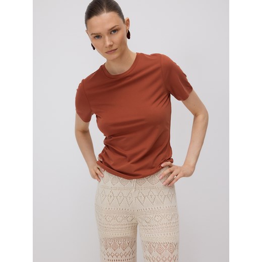 Reserved - T-shirt z modalem - miedziany ze sklepu Reserved w kategorii Bluzki damskie - zdjęcie 186405348