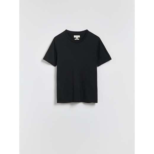 Reserved - T-shirt slim z wełny merino - czarny ze sklepu Reserved w kategorii T-shirty męskie - zdjęcie 186405527