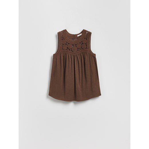 Reserved - Bluzka z modalem - ciemnobrązowy ze sklepu Reserved w kategorii Bluzki damskie - zdjęcie 186405699