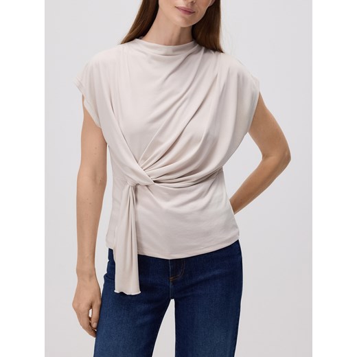Reserved - Kimonowa bluzka z modalem - kremowy ze sklepu Reserved w kategorii Bluzki damskie - zdjęcie 186405866