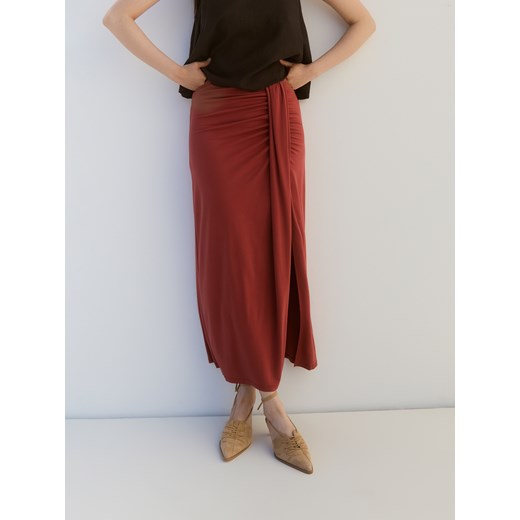 Reserved - Spódnica maxi z modalem - miedziany ze sklepu Reserved w kategorii Spódnice - zdjęcie 186407066