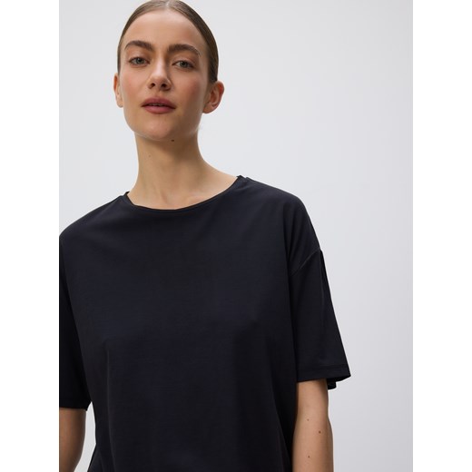 Reserved - Krótki t-shirt z modalem - ciemnoszary ze sklepu Reserved w kategorii Bluzki damskie - zdjęcie 186407647