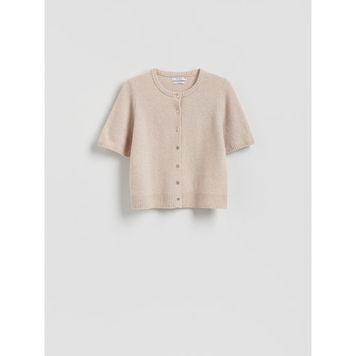 Reserved - Wełniany kardigan - beżowy ze sklepu Reserved w kategorii Swetry damskie - zdjęcie 186409317