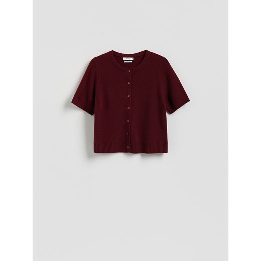 Reserved - Wełniany kardigan - bordowy ze sklepu Reserved w kategorii Swetry damskie - zdjęcie 186409319