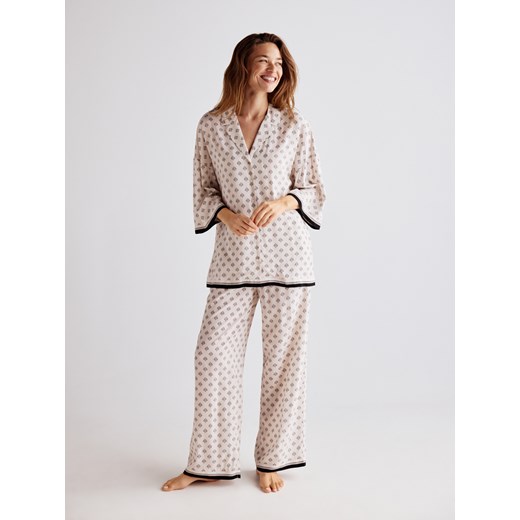 Reserved - Dwuczęściowa piżama z wiskozy - beżowy ze sklepu Reserved w kategorii Piżamy damskie - zdjęcie 186409346