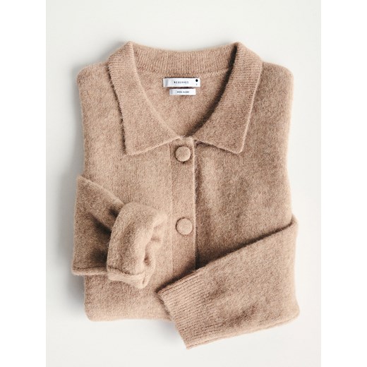 Reserved - Kardigan z domieszką alpaki - brązowy ze sklepu Reserved w kategorii Swetry damskie - zdjęcie 186409467