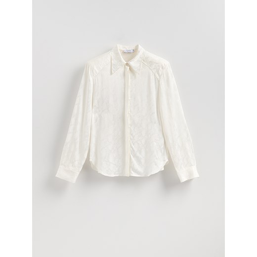 Reserved - Koszula z połyskującej tkaniny - złamana biel ze sklepu Reserved w kategorii Koszule damskie - zdjęcie 186409526