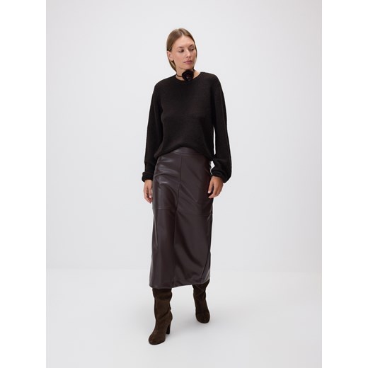 Reserved - Sweter z dodatkiem wełny - ciemnobrązowy ze sklepu Reserved w kategorii Swetry damskie - zdjęcie 186409748