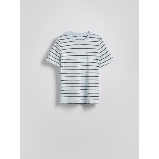 Reserved - T-shirt regular z merceryzowanej bawełny - jasnoniebieski Reserved XS Reserved wyprzedaż