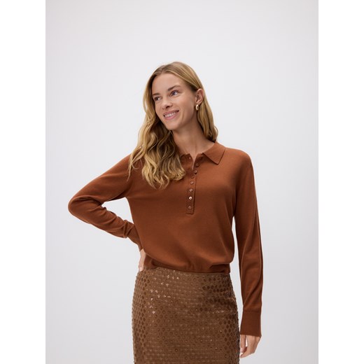 Reserved - Sweter z wełną - brązowy ze sklepu Reserved w kategorii Swetry damskie - zdjęcie 186410345