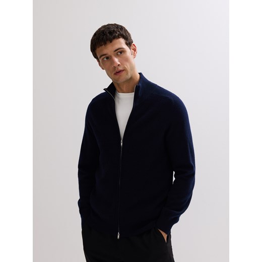 Reserved - Rozpinany sweter z wełny - granatowy ze sklepu Reserved w kategorii Swetry damskie - zdjęcie 186410595