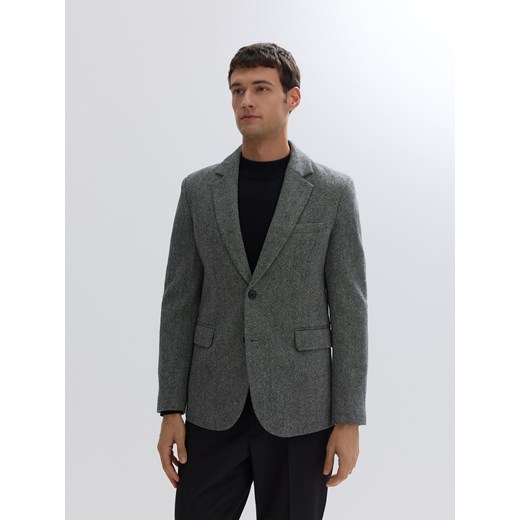 Reserved - Wełniana marynarka slim fit - ciemnoszary ze sklepu Reserved w kategorii Marynarki męskie - zdjęcie 186410615