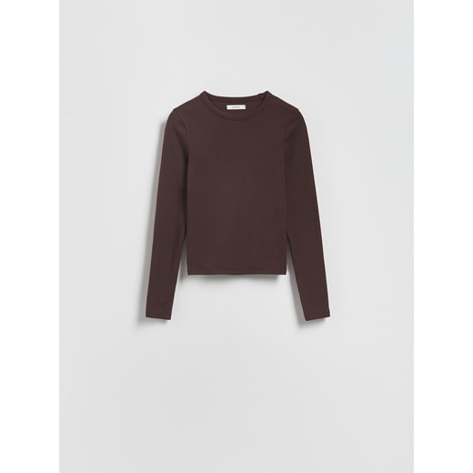 Reserved - Longsleeve z modalem - ciemnobrązowy Reserved L Reserved