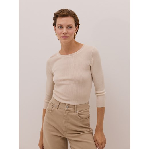 Reserved - Wełniana bluzka z dodatkiem jedwabiu - złamana biel ze sklepu Reserved w kategorii Bluzki damskie - zdjęcie 186410868