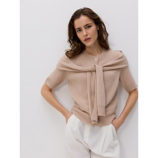 Reserved - Kardigan z wełną - beżowy ze sklepu Reserved w kategorii Swetry damskie - zdjęcie 186410878