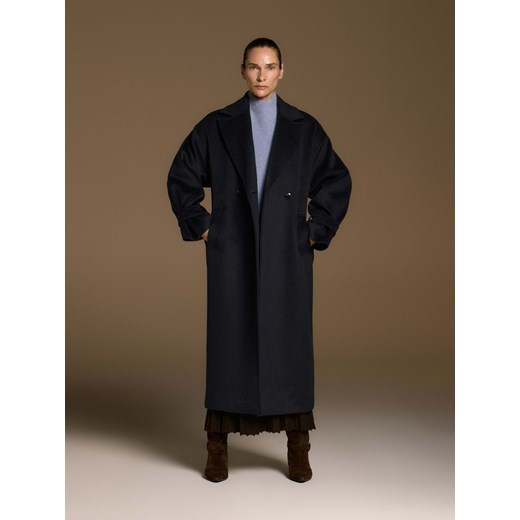 Reserved - Płaszcz z wełną - granatowy ze sklepu Reserved w kategorii Płaszcze damskie - zdjęcie 186410925