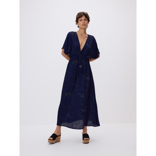 Reserved - Wiskozowa sukienka ze wzorem - wielobarwny Reserved M okazja Reserved