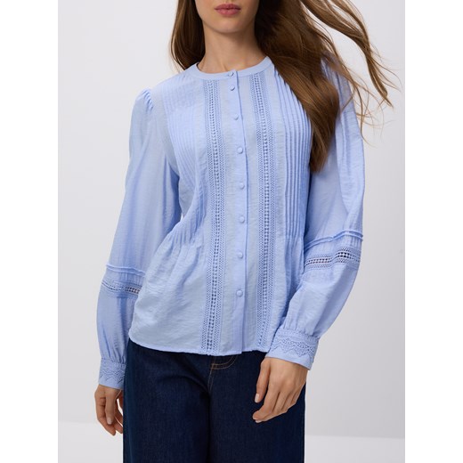Reserved - Wiskozowa bluzka z plisą - jasnoniebieski ze sklepu Reserved w kategorii Bluzki damskie - zdjęcie 186411136
