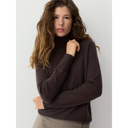 Reserved - Wełniany golf z dodatkiem kaszmiru - ciemnobrązowy Reserved M Reserved