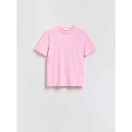 Reserved - T-shirt z merceryzowanej bawełny - różowy ze sklepu Reserved w kategorii Bluzki damskie - zdjęcie 186412318