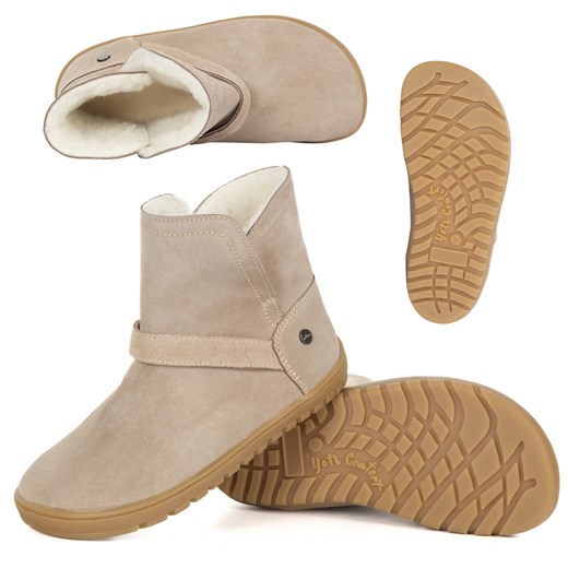 Buty damskie BAREFOOT zimowe Olivier Harper beżowe skórzane, ocieplane wełną merino ze sklepu butyolivier w kategorii Botki - zdjęcie 186413137