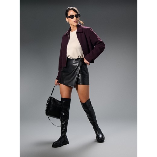 Sinsay - Spódnico-spodenki z imitacji skóry - czarny Sinsay M Sinsay