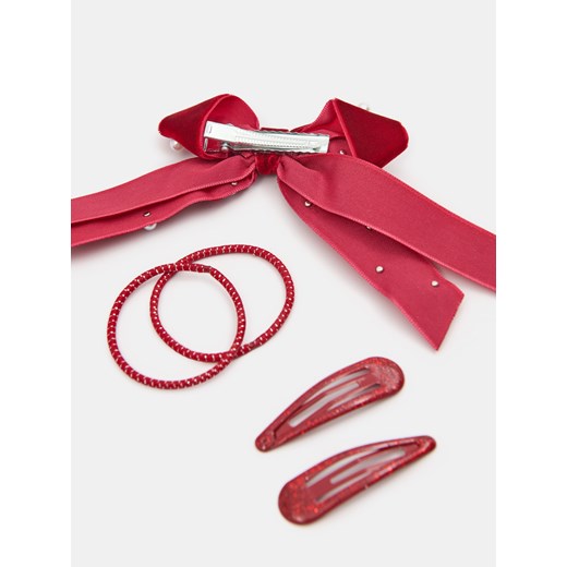 Sinsay - Zestaw do włosów - Welurowa spinka kokardka z perełkami z gumkami i Sinsay One Size Sinsay