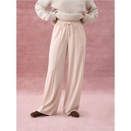 Sinsay - Spodnie wide leg - beżowy ze sklepu Sinsay w kategorii Spodnie damskie - zdjęcie 186413758