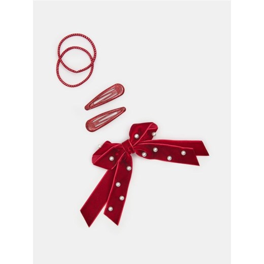 Sinsay - Zestaw do włosów - Welurowa spinka kokardka z perełkami z gumkami i Sinsay One Size Sinsay