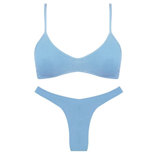 Bawełniany komplet bielizny jednokolorowy - Niebieski S ze sklepu Intimica.pl w kategorii Komplety bielizny damskiej - zdjęcie 186414226