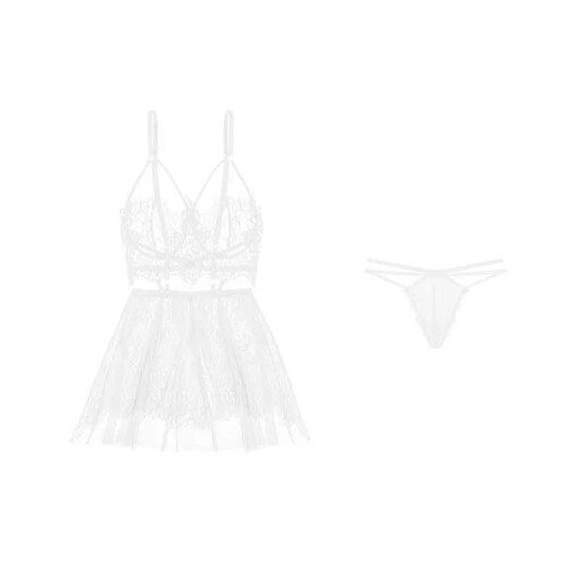 Bielizna wieczorowa tiulowa z haftem - Biały Uniwersalny ze sklepu Intimica.pl w kategorii Komplety bielizny damskiej - zdjęcie 186414515