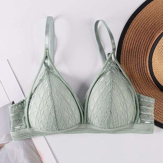 Biustonosz z ozdobnymi paseczkami - Zielony S/M ze sklepu Intimica.pl w kategorii Biustonosze - zdjęcie 186415068