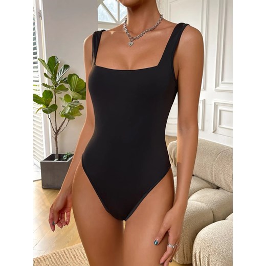Body z kwadratowym dekoltem - Czarny XS ze sklepu Intimica.pl w kategorii Body damskie - zdjęcie 186415456