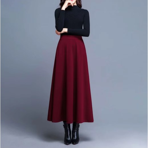 Bordowa spódnica maxi - Bordowy M ze sklepu Intimica.pl w kategorii Spódnice - zdjęcie 186415586