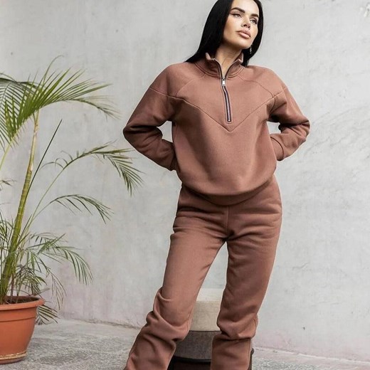 Ciepły komplet dresowy - Brązowy S ze sklepu Intimica.pl w kategorii Dresy damskie - zdjęcie 186415799