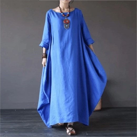 Długa luźna sukienka - Niebieski M ze sklepu Intimica.pl w kategorii Sukienki - zdjęcie 186416339