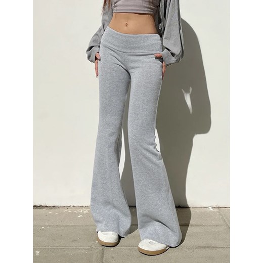 Dresy damskie dzwony z niskim stanem - Szary S ze sklepu Intimica.pl w kategorii Spodnie damskie - zdjęcie 186416838