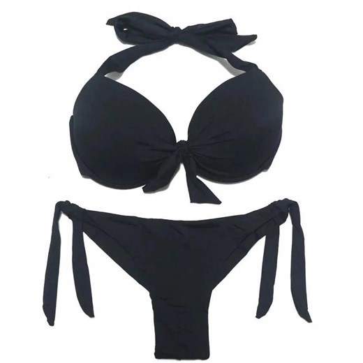 Dwuczęściowy strój kąpielowy wiązany - Czarny 1 L ze sklepu Intimica.pl w kategorii Stroje kąpielowe - zdjęcie 186417039