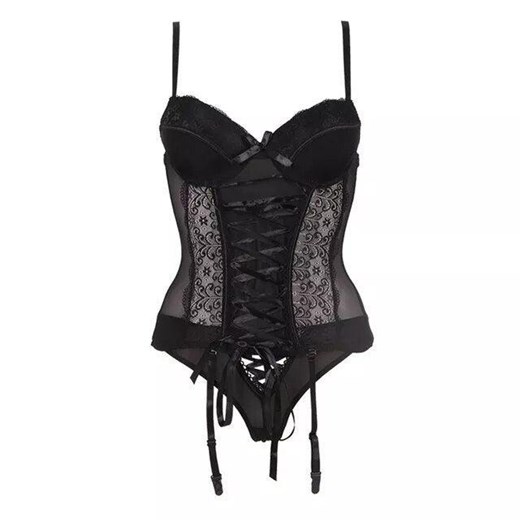 Gorset z wiązaniem - Czarny Uniwersalny ze sklepu Intimica.pl w kategorii Body damskie - zdjęcie 186417599