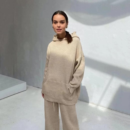 Komplet odzieży z kapturem - Beżowy S ze sklepu Intimica.pl w kategorii Komplety i garnitury damskie - zdjęcie 186419376