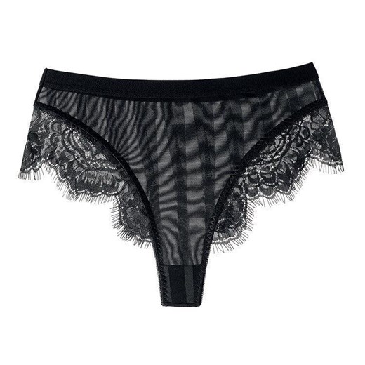 Koronkowe majtki z wysokim stanem - Czarny S/M ze sklepu Intimica.pl w kategorii Majtki damskie - zdjęcie 186419695