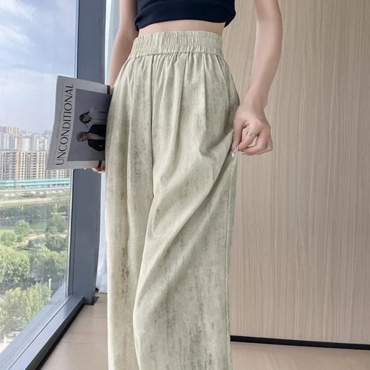 Materiałowe spodnie damskie - Beżowy S ze sklepu Intimica.pl w kategorii Spodnie damskie - zdjęcie 186421009