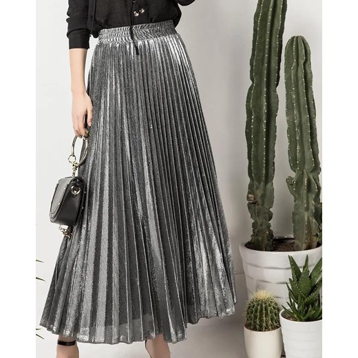 Plisowana spódnica maxi - Srebrny S ze sklepu Intimica.pl w kategorii Spódnice - zdjęcie 186421717