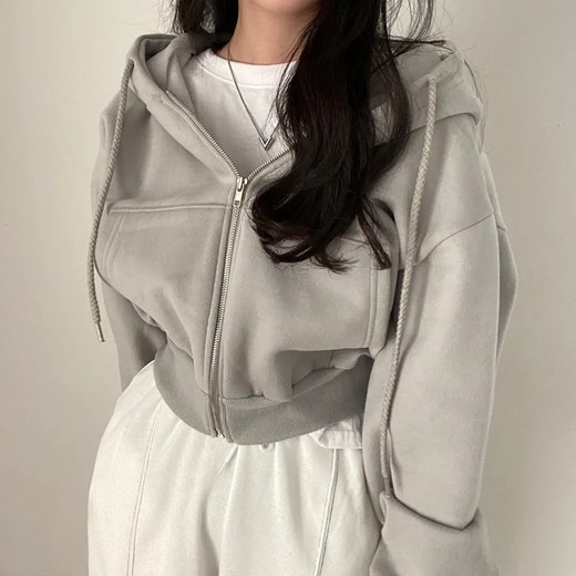 Rozpinana bluza damska - Jasnoszary S ze sklepu Intimica.pl w kategorii Bluzy damskie - zdjęcie 186422617