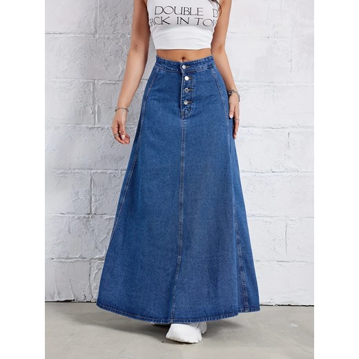 Spódnica maxi denim - Ciemnoniebieski XS ze sklepu Intimica.pl w kategorii Spódnice - zdjęcie 186423565