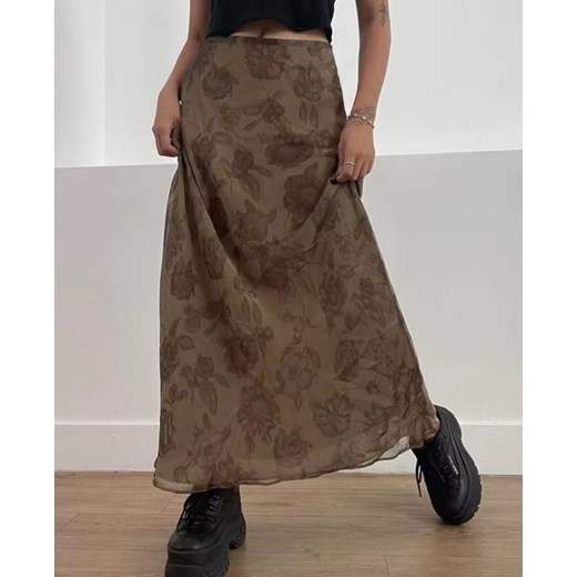 Spódnica maxi khaki - Khaki S ze sklepu Intimica.pl w kategorii Spódnice - zdjęcie 186423579