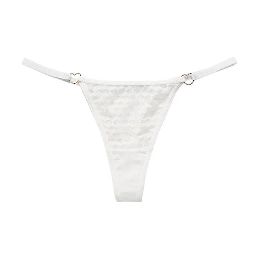 Stringi z łączeniami serduszka - Biały S ze sklepu Intimica.pl w kategorii Majtki damskie - zdjęcie 186424115